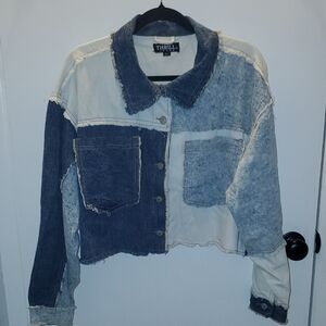 Thrill Blue,White & Light Blue Denim Jacket